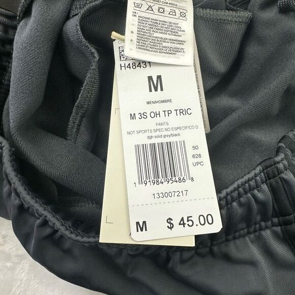 Adidas Men's Size M Tri Stripe Track Pants Gray Black Sporty Gym Sweatpants New - Picture 6 of 11